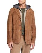 Men's Hydro Suede Lab Leather Hooded Jacket