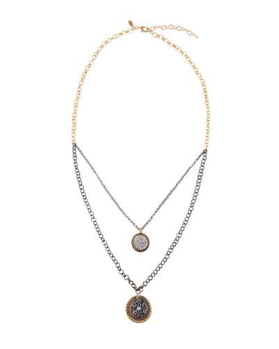 Two-tone Double-strand Pendant Necklace