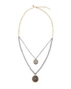 Two-tone Double-strand Pendant Necklace