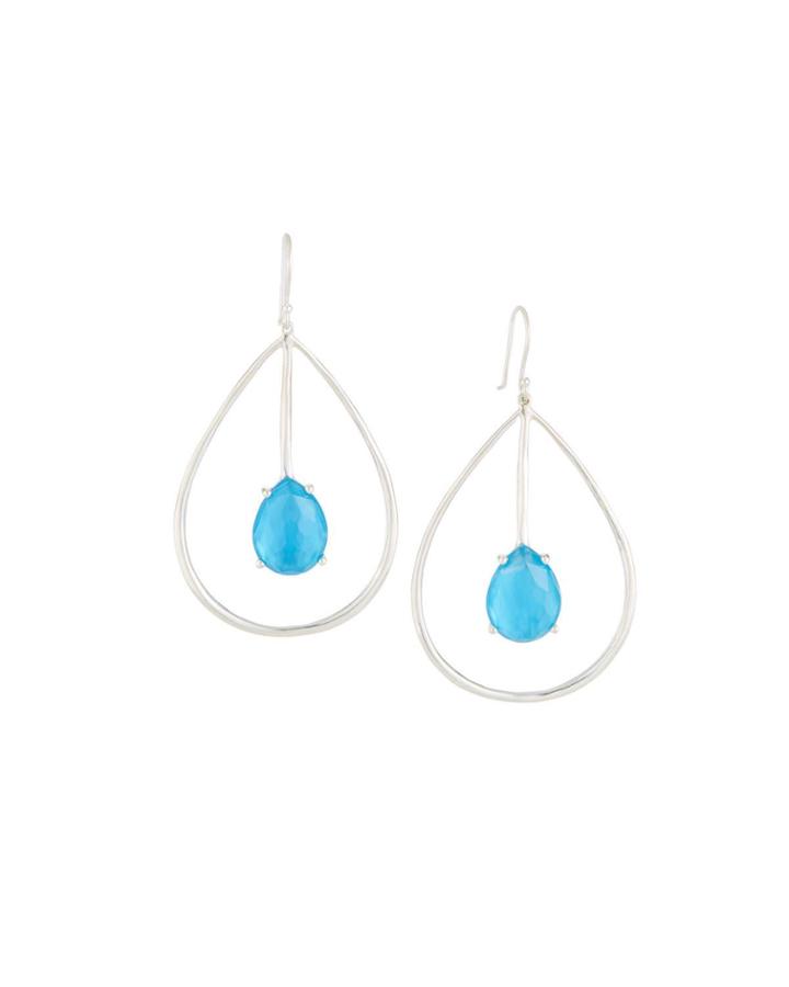 925 Wonderland Large Pear Drop Earrings, Bright Blue