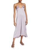 Shaded Satin Sleeveless Dress With Knot Detail
