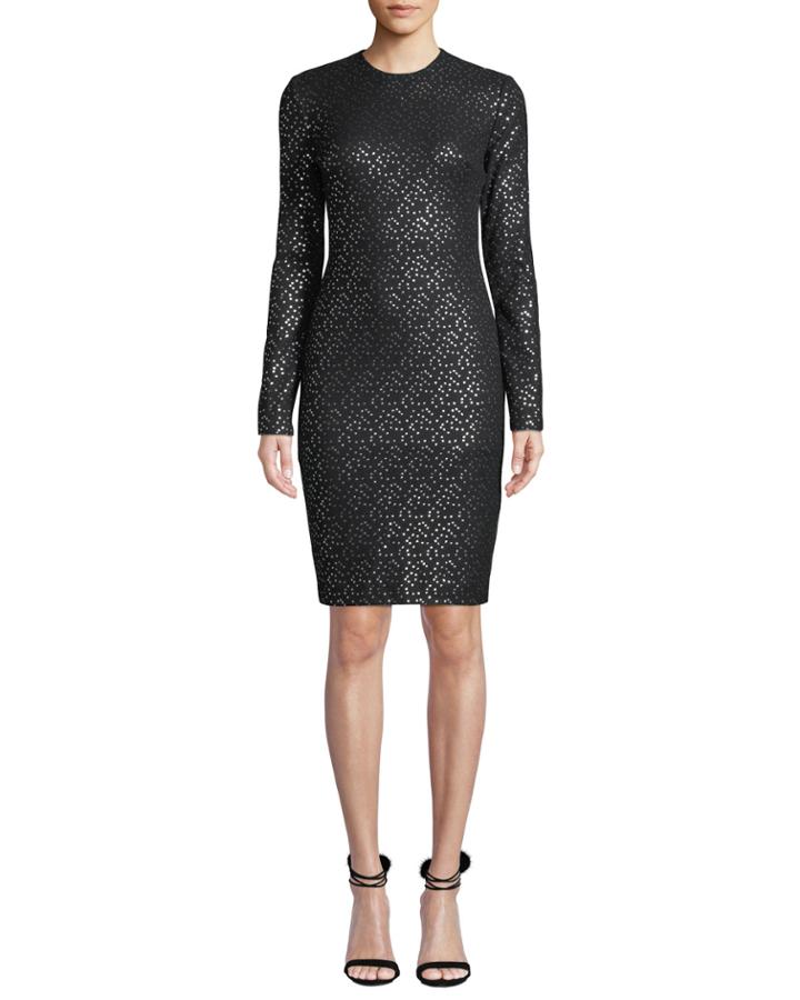 Desoto Long-sleeve Dotted Dress
