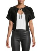 Short-sleeve Suede Vest W/ Whipstitch Trim