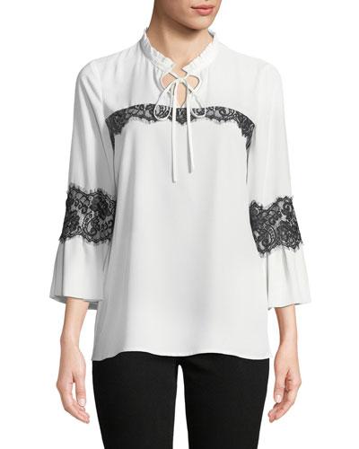 Mock-neck Bell-sleeve Blouse
