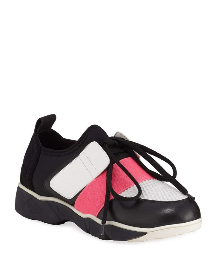 Colorblock Leather & Neoprene Trainer
