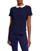 Short-sleeve Colorblock Pleat Top