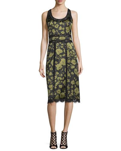 Lace-inset Floraflage-print Tank Dress