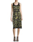 Lace-inset Floraflage-print Tank Dress