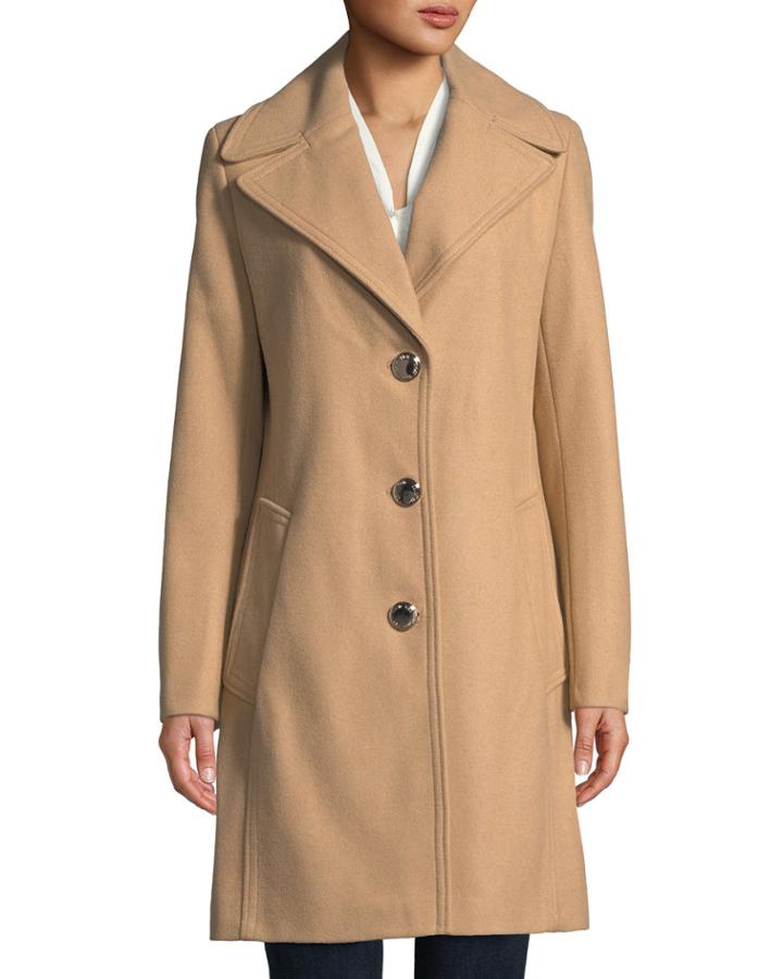 Single-breasted Wool Reefer Coat