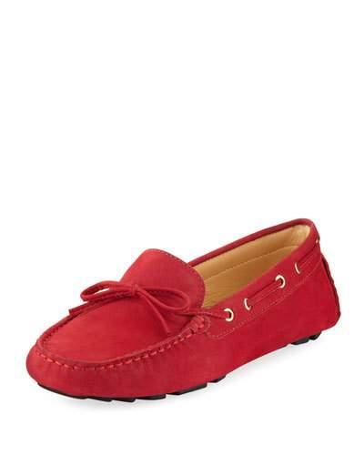 Alana Leather Flat Driver, Red