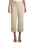 Stretch Poplin Wide-leg Cropped Trousers