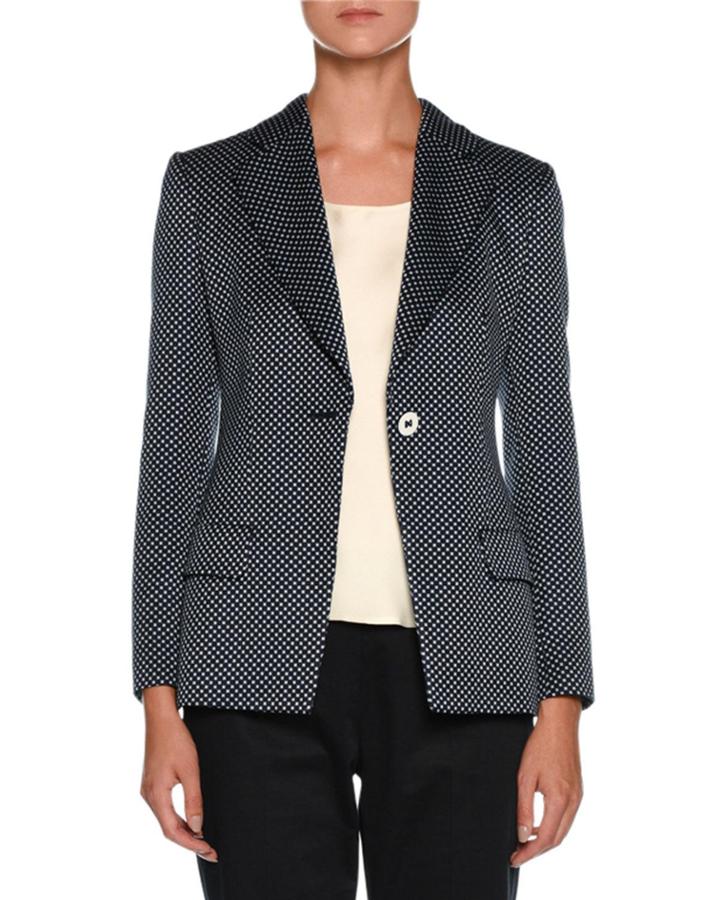 Dotted One-button Silk-cotton Jacket