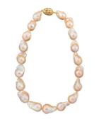 14k Baroque Peach Freshwater Pearl Necklace,