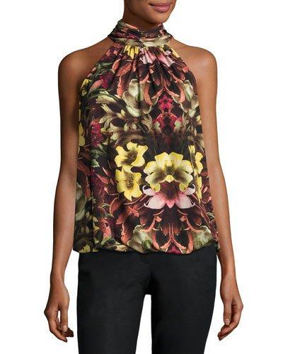 Floral-print Mock-neck Top,