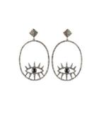Diamond & Spinel Oval Evil Eye Drop Earrings