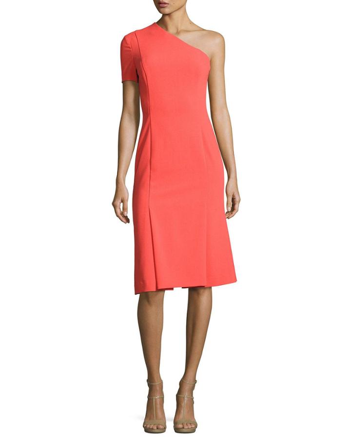 Joyce One-shoulder Dress, Canyon Coral