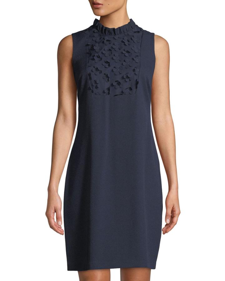 Sleeveless Crepe Sheath Dress With Floral