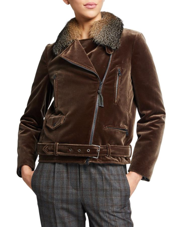 Fox-fur-collar Velvet