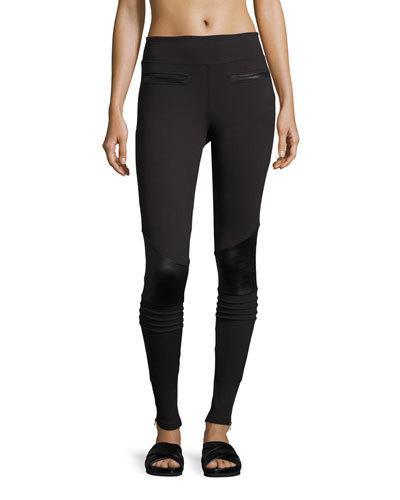 Tory Embossed-panel Leggings, Black