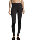 Tory Embossed-panel Leggings, Black