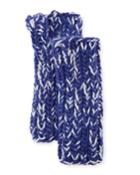 Chunky Marled Knit Fingerless Gloves, Blue