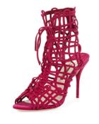 Delphine Suede Lace-up Bootie,