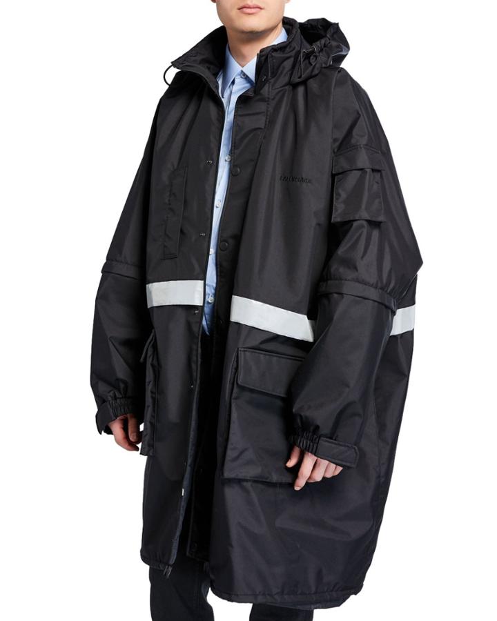 Men's Reflective Stripe Zip-front Parka