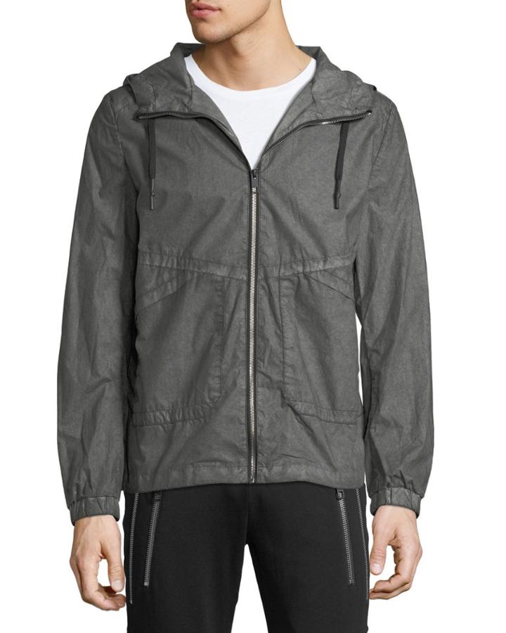Men's Hooded Zip-front Jacket, Olive