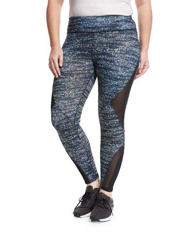 Diamond Mesh-inset Performance Leggings, Multi,