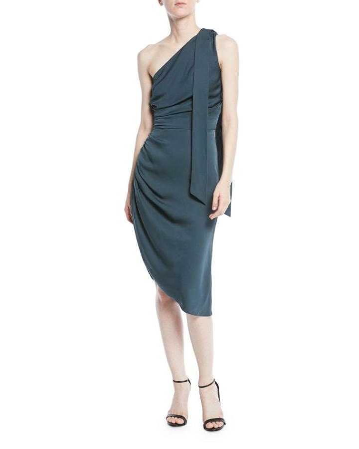 Coleen Stretch-silk One-shoulder Dress