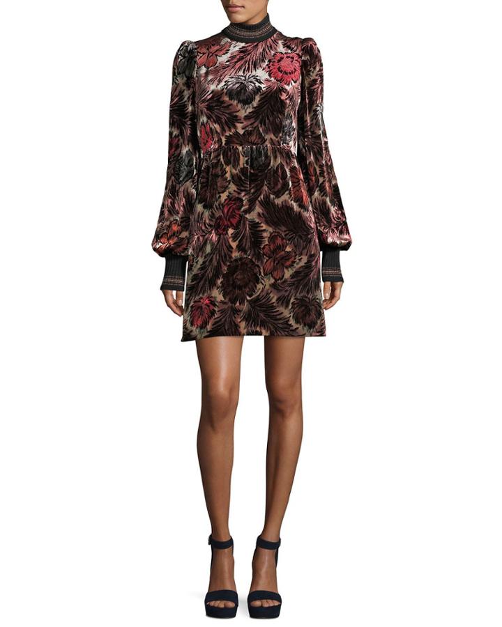Floral Velvet Jacquard Dress