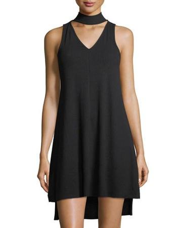 V-neck Sleeveless Rib-knit Dress