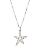 18k White Gold Pave Diamond Star Pendant Necklace