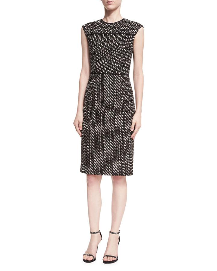Cap-sleeve Tweed Dress