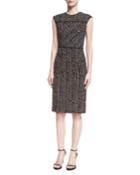 Cap-sleeve Tweed Dress