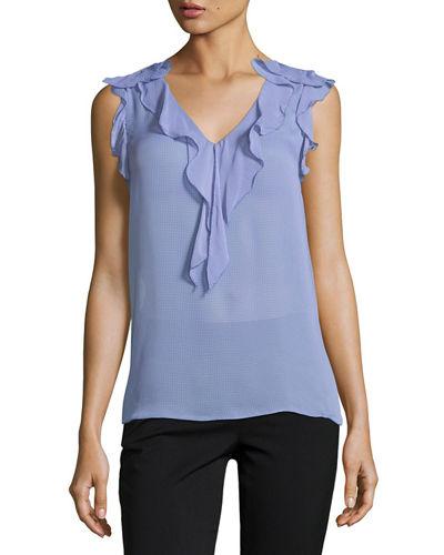 Plaid Ruffled-trim Blouse
