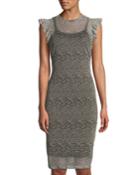 Ruffle-sleeve Leopard Illusion Dress