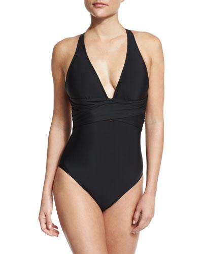 Cabana Solids Alana Crossover One-piece
