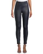 Stretch Napa Leather Cropped Leggings W/ Ankle Zippers