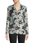 Adalyn Backlight Floral Button-down Blouse