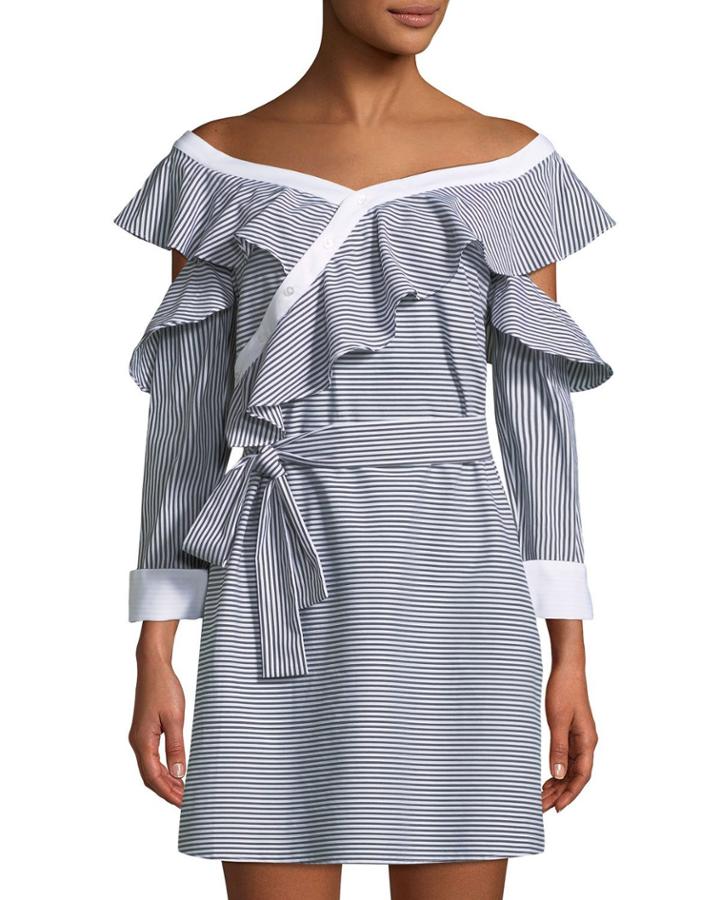 Off-the-shoulder Striped Wrapped