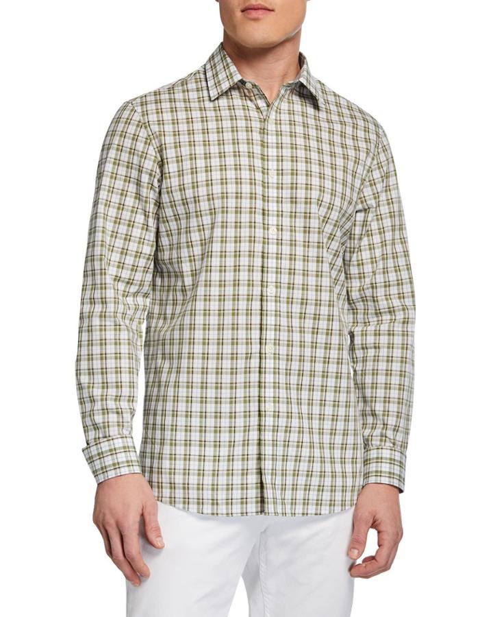Long-sleeve Button-front Check