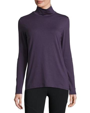 Jaime Cutout-sleeve Turtleneck Tee, Grape