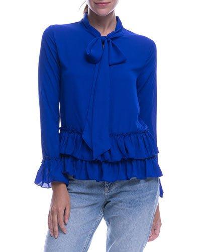 Ruffled Tie-neck Blouse