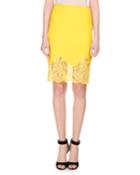 Lace-hem Wool Pencil