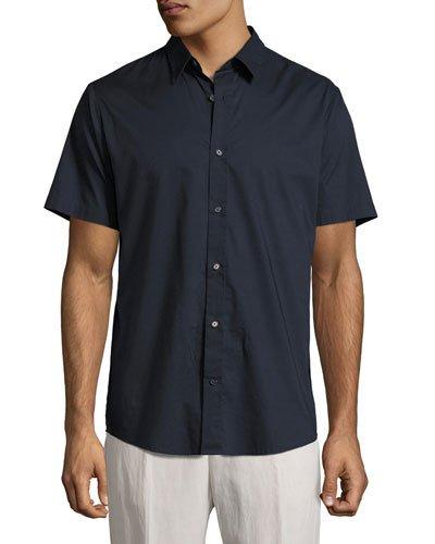 Reverse-placket Short-sleeve