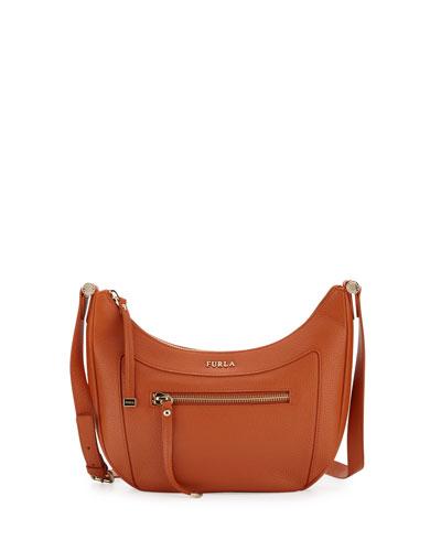 Ginevra Leather Crossbody Bag, Tangerine