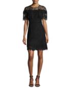 Vivi Short-sleeve Popover Lace Cocktail Dress