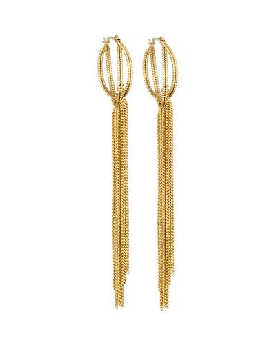 Golden Chain-fringe Hoop Earrings
