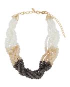 Beaded Twisted Statement Necklace, Neutral